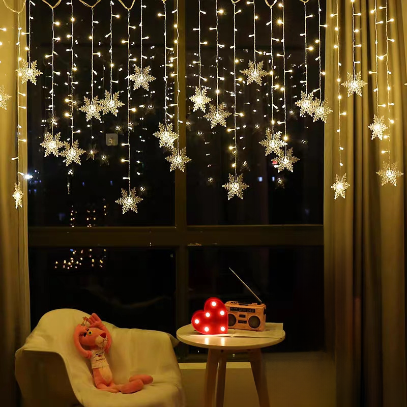 LED Snowflake Curtain Lights