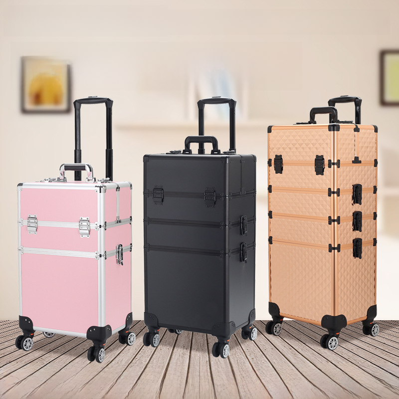 Professional Makeup Artist Tool Kit Multifunctional Nail Art and Embroidery Pull-along Suitcase with Large Capacity and Multiple Item Layers