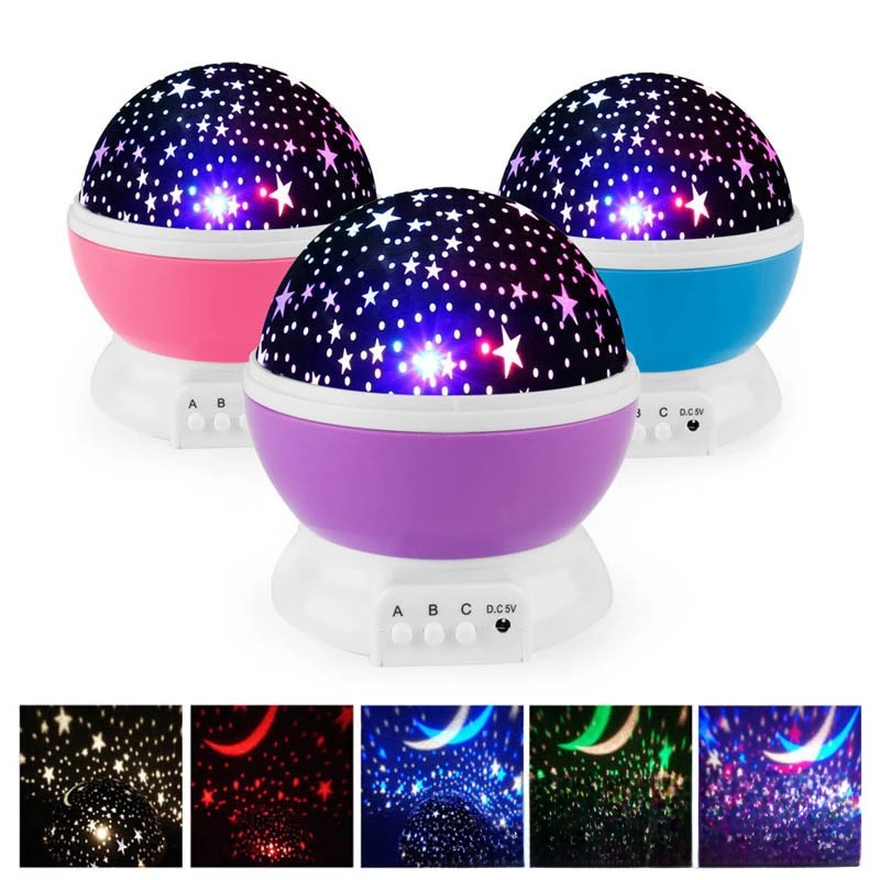 LED七彩夢幻自動旋轉星空燈小夜燈 USB星空投影儀小檯燈夜燈跨境