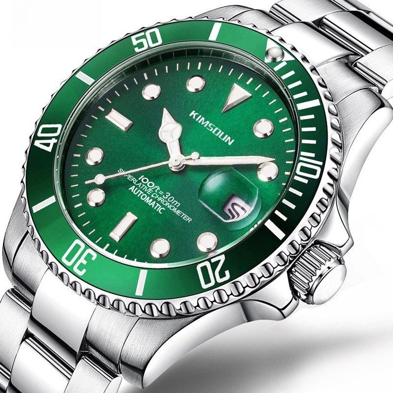 KIMSDUN Brand Explosions Blackwater Ghost Stainless Steel with Men's Mechanical Watch Waterproof Luminous Automatic Watch