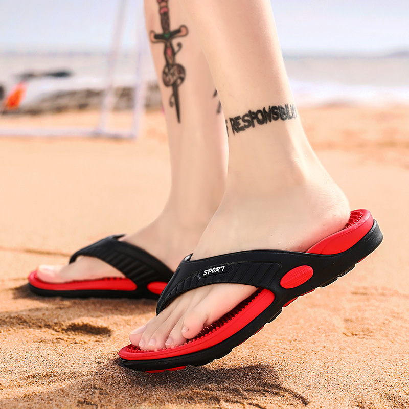 外貿出口大碼涼拖鞋男平底居家拖鞋外穿人字拖沙灘鞋Flip-flops