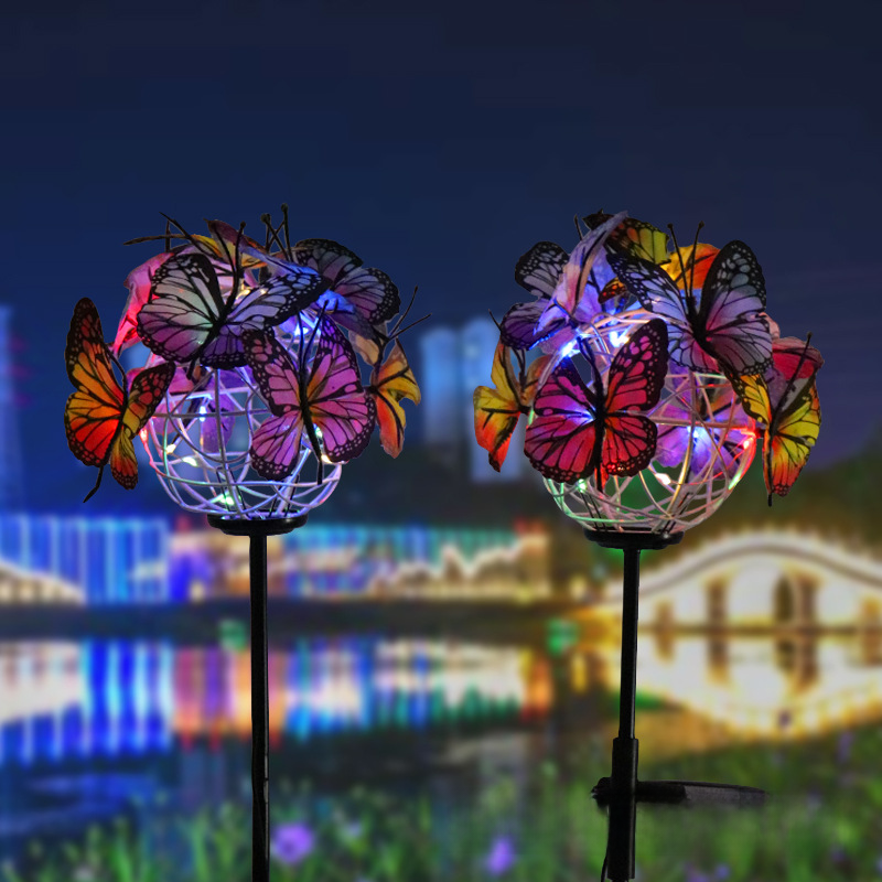 太陽光発電バタフライボール庭の装飾 Led 屋外中庭防水芝生ランプ春の季節の花壇照明|undefined