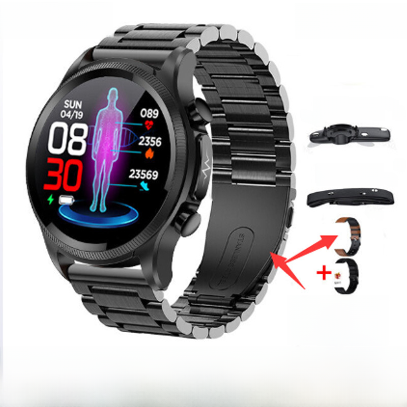 E400 Reloj inteligente no invasivo de glucosa, banda de presión, oxígeno, frecuencia cardíaca, reloj deportivo inteligente de alta gama para la salud