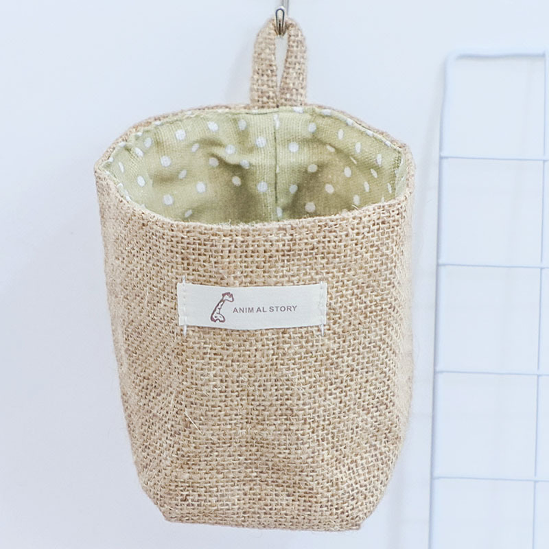 New style zakka desk miscellaneous jute storage bag creative storage hanging bag plant pot small jute bag