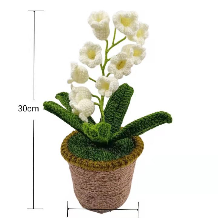 クリエイティブ手作りニットチューリップ鉢植えウールフック花屋内装飾飾りオフィス文化シミュレーション花|undefined