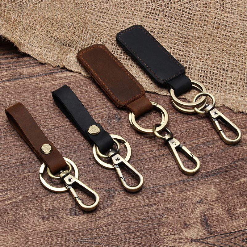 Original personalized handmade genuine leather keychain, vintage cowhide car keychain, creative small gift, handicraft 