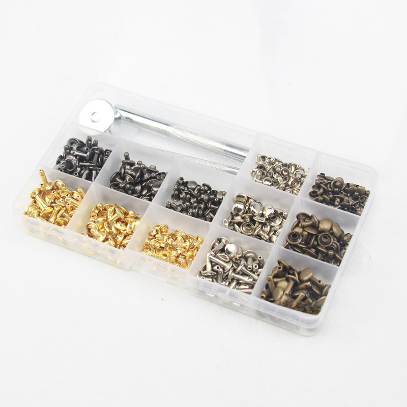 240 Set Copper Rivets Dual-Sided Rivet Set Installation Tool Box Rivet Clinch Leather Accessories with Punching Pliers