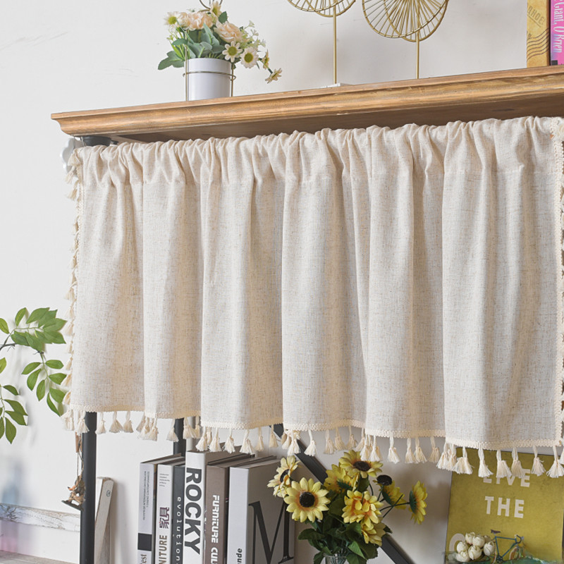 Le Xu Show Nordic Simple Mahogany Color Curtain Finished Wholesale Cafe Small Curtain No Punching Cabinet Door Curtain Manufacturer