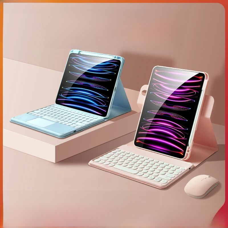 Apple iPad tableta Bluetooth teclado cubierta pro funda protectora magnética succión separación giratoria transparente iPad miaocontrol teclado