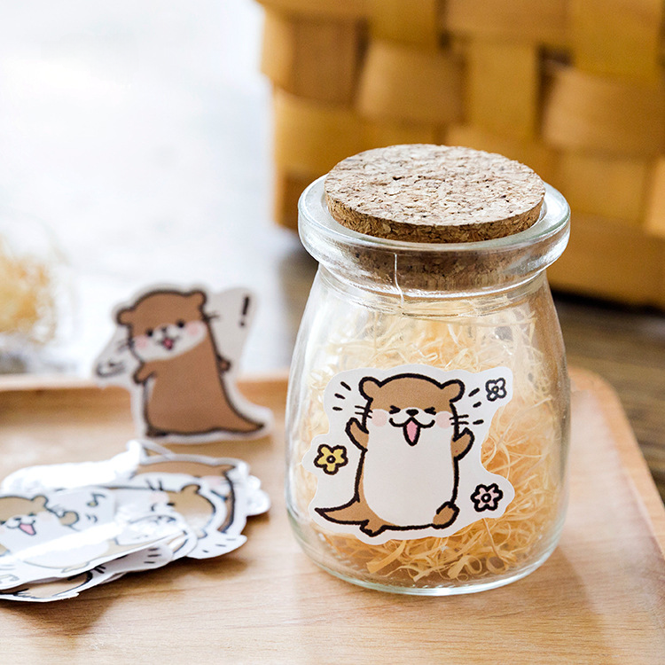 Tangshi en caja pegatinas lindo nutria japonés diario álbum pegatinas decorativas de sellado pegatinas adhesivas 45 unidades