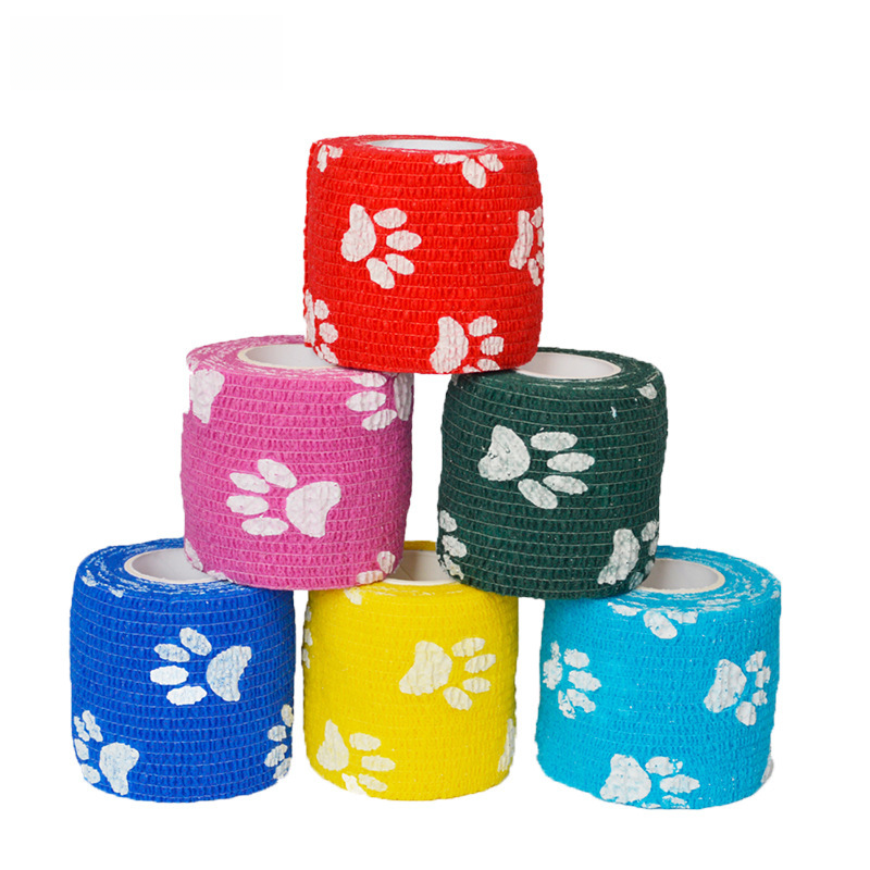 Vendaje autoadhesivo para mascotas gato garra vendaje antiadherente lana impresión color impermeable cicatriz elástica autoadhesiva vendaje elástico