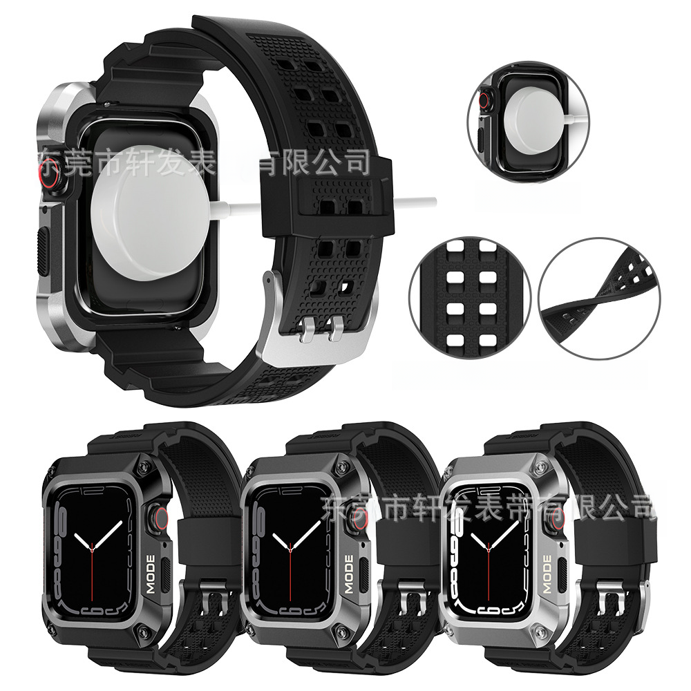 Adecuado para Apple Watch 45678se generación Apple i reloj Apple metal Shell integrado funda protectora correa de reloj