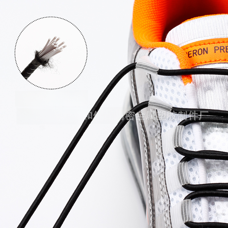 Cordón de zapatos perezoso elástico redondo cordón cápsula hebilla niños adultos hombres y mujeres blanco y negro Martin botas hebilla de cordones sin patente