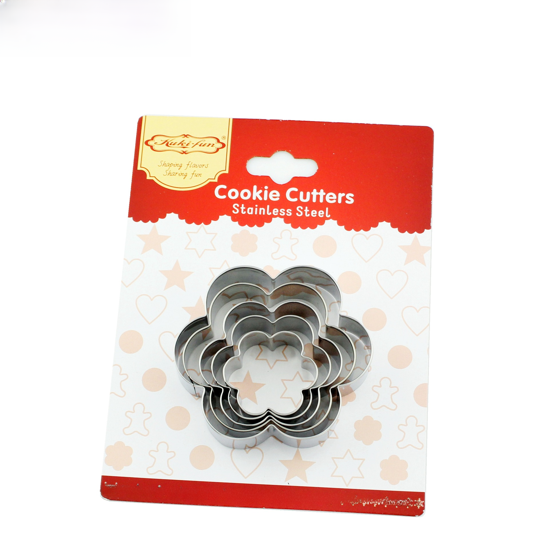Cross-border exclusive plum blossom stainless steel cookie mold 5-piece set, stainless steel fondant cookie mold, baking tool