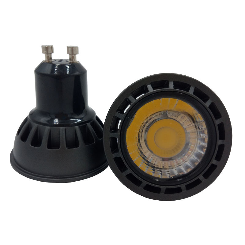 Dimmable 5W ceiling downlight, 110/230V, aluminum housing + lens, black head, LED COB downlight