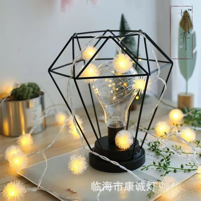 Solar Dandelion Light String Christmas Furball Battery Box Outdoor Holiday Decorative Light Garden Landscape Light