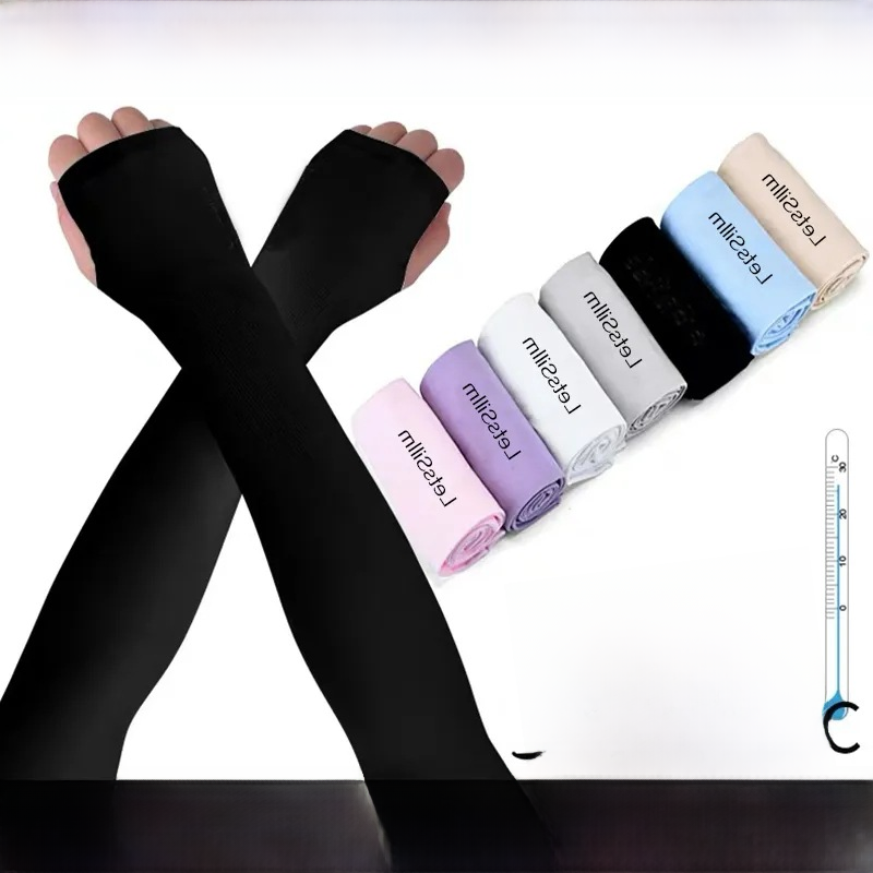Summer Ice Silk Sleeve Sun Protection Gloves for Women UV Protection Long Sleeve Ice Cool Arm Sleeves for Men Driving Arm Sleeves Wholesale