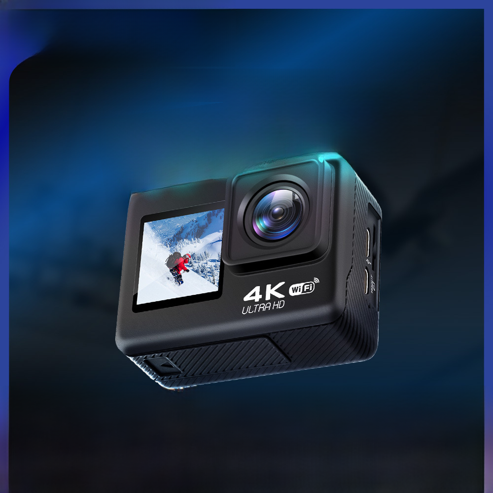 Cámara deportiva impermeable al aire libre transfronteriza 4K60 marco 2,0 pantalla táctil 1,3 pantalla de doble color EIS anti-vibración cámara al por mayor