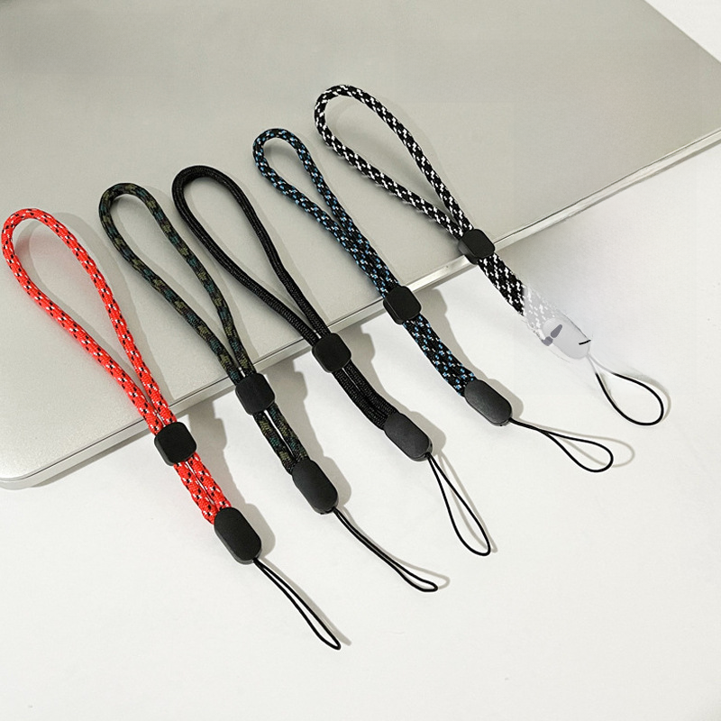 Fábrica al por mayor teléfono móvil ajustable muñeca cordón multi-color opcional corto teléfono móvil cuerda cartera clave tejido cordón