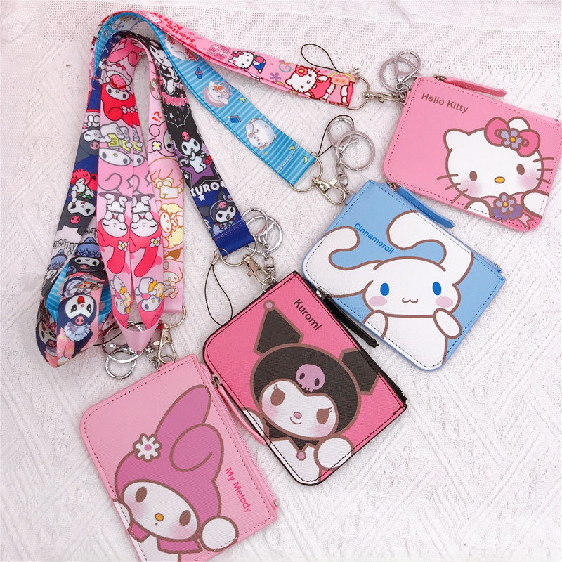 Cartoon kulumi cinnamon dog card holder change work card holder work permit name badge with key ring lanyard halter neck