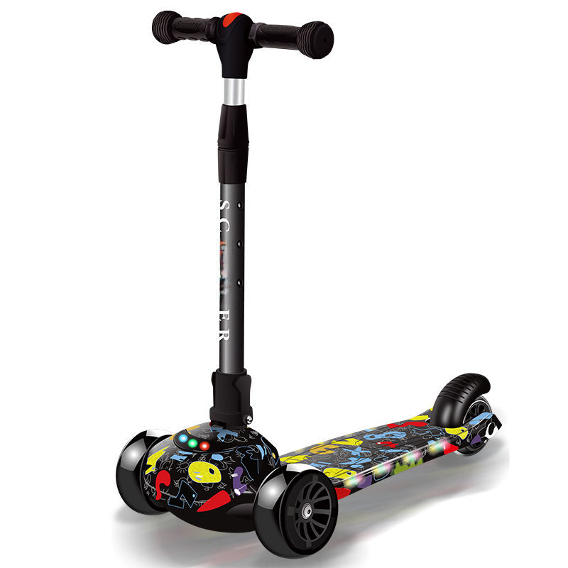 Scooter para niños 2-4-6-10 años de edad macho y hembra bebé plegable polea de rueda grande niños juguete scooter de coche al por mayor