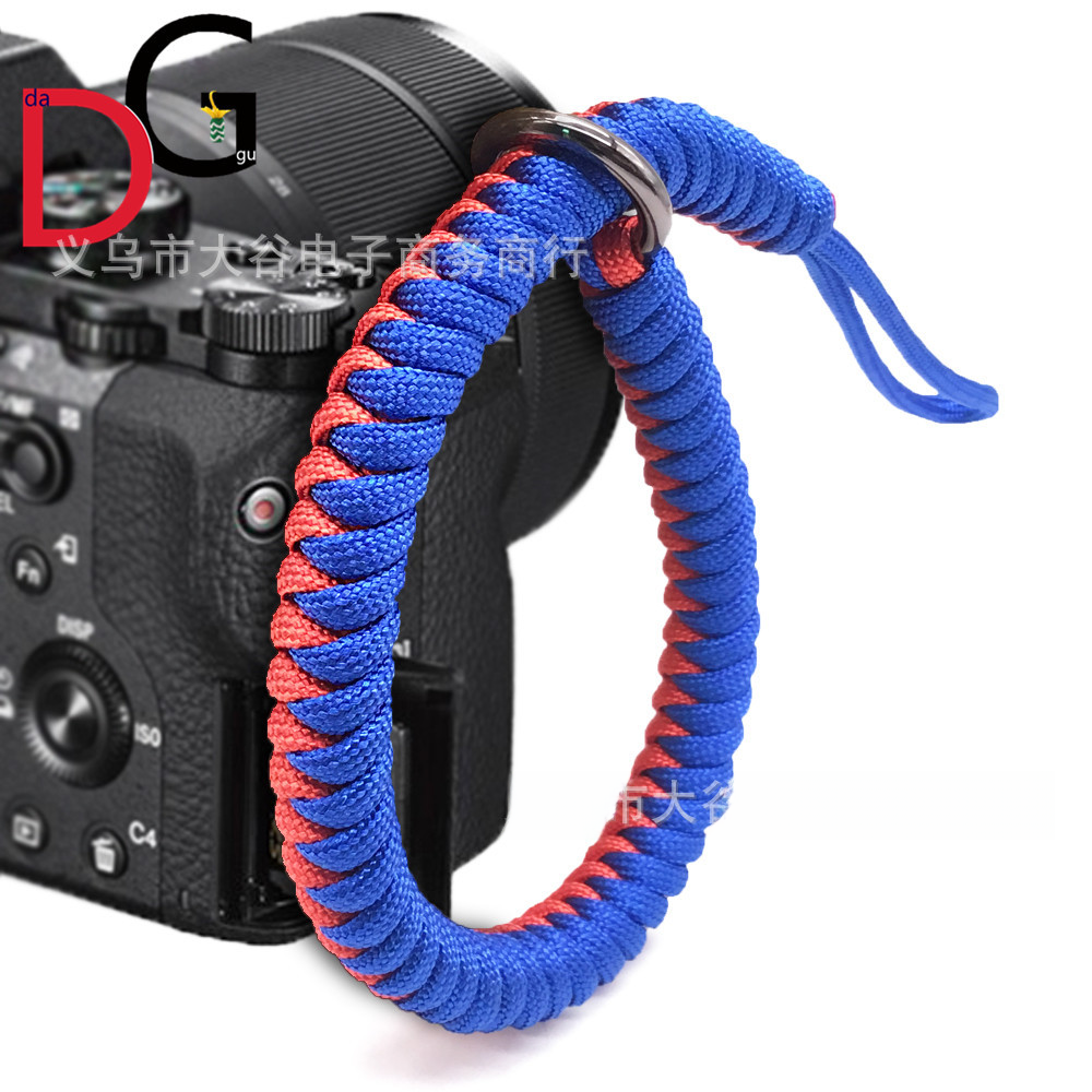 Paraguas al aire libre cuerda de la Cámara correa de muñeca tejida a mano pulsera de supervivencia digital correa de la Cámara anti-Pérdida Anti-caída de la cuerda de la cámara