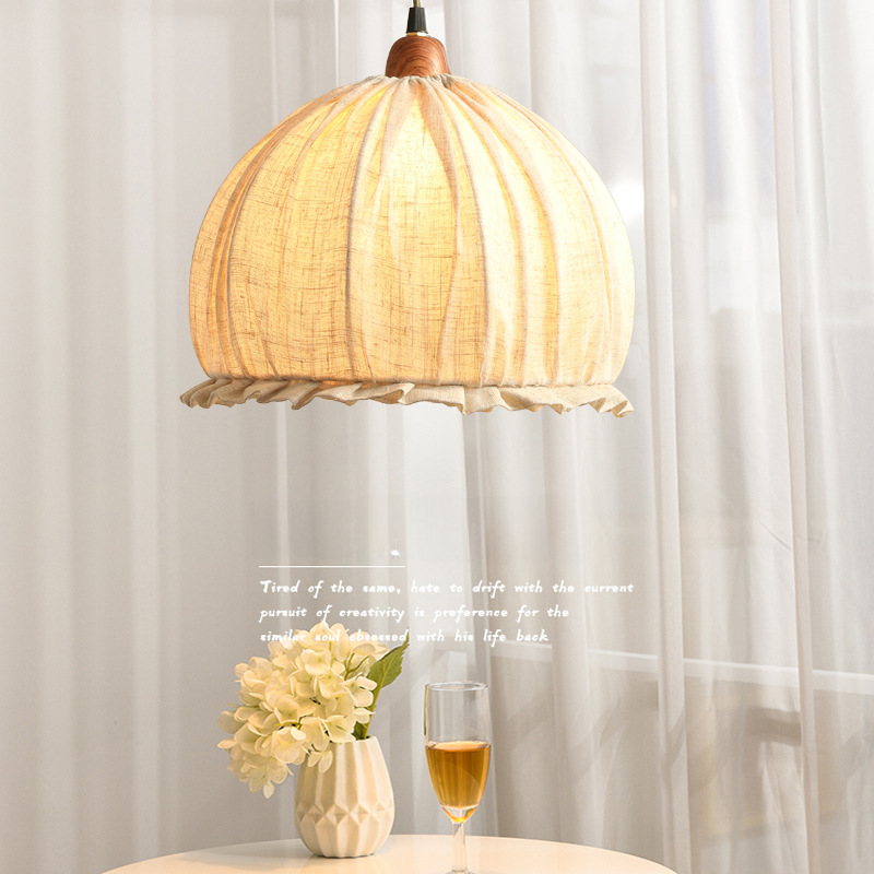 Floral Bud Chandelier, Ins Cotton Linen, Japanese Style Restaurant Bedside Lamp, Rural Retro B&B, Wabi-Sabi Style Study Desk Lamp, Bar Counter Lamp