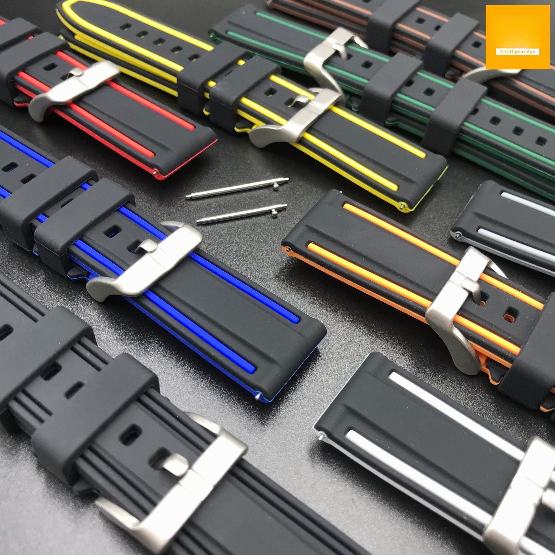 Universal cross-border silicone strap switch quick release two-color with raw ear adapter 20 22 24mm silicone two-color watch