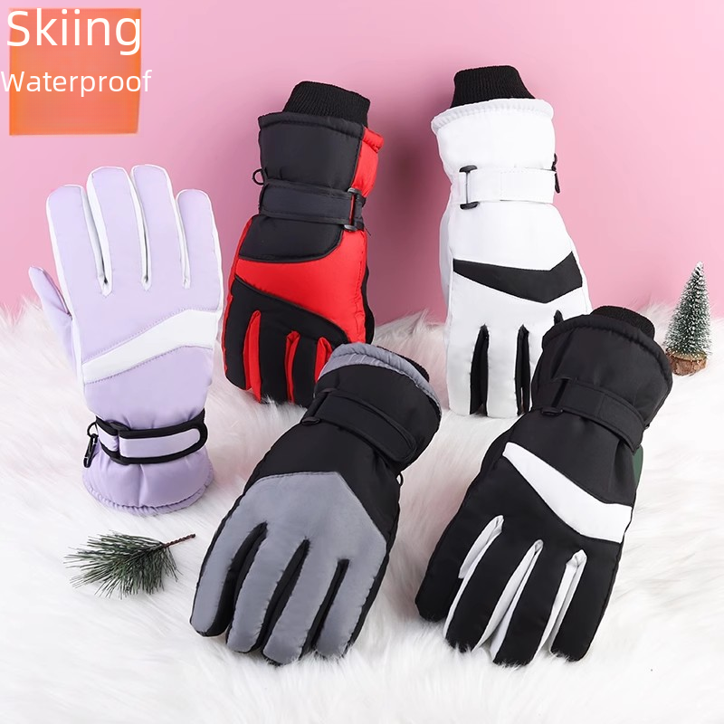 Kazemoe Winter Unisex Couple's Insulated Anti-Cold, Anti-Wind, Waterproof, Slip-Resistant Riding Ski Gloves