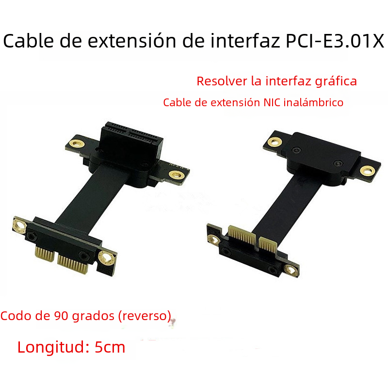 PCI-E3.01X a 1X90 grados inversa tarjeta gráfica tarjeta de sonido tarjeta de red inalámbrica Tarjeta de matriz adaptador de tarjeta cable de extensión 5CM