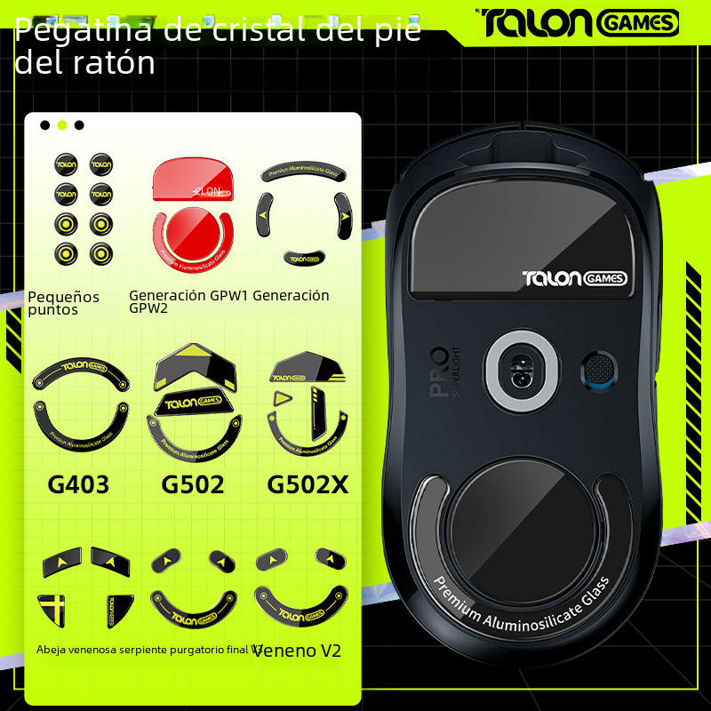 TALONGAMES Aplicable a GPW3 G502 X2 G603 Libélula Viperda Viper V3 Ratón Pie de cristal