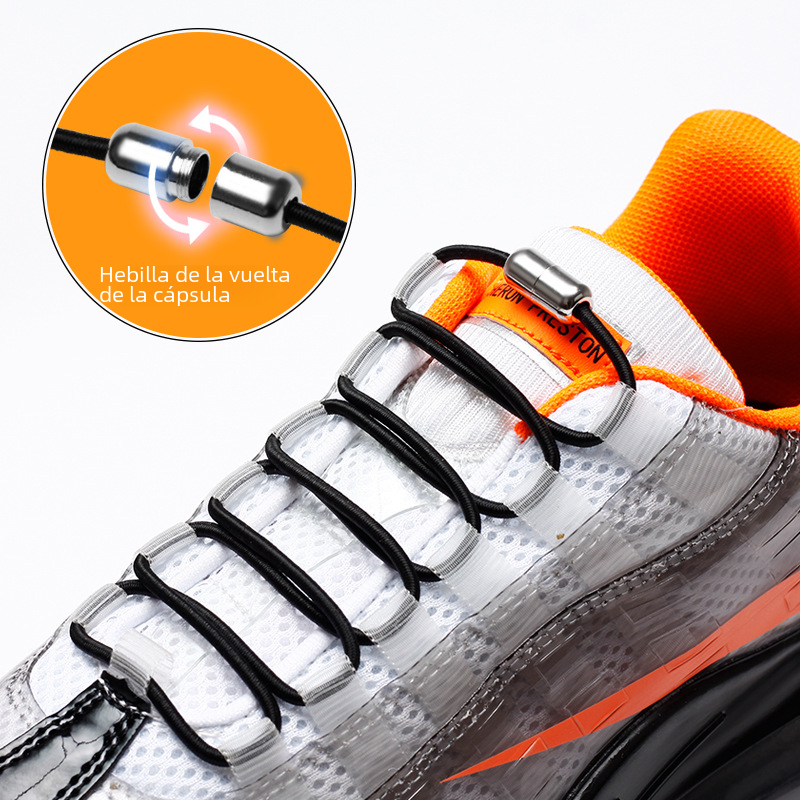 Cordón de zapatos perezoso elástico redondo cordón cápsula hebilla niños adultos hombres y mujeres blanco y negro Martin botas hebilla de cordones sin patente