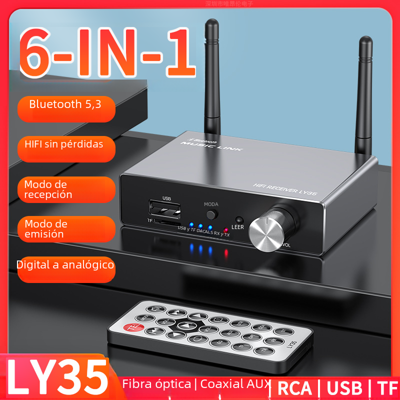 Adaptador de audio DAC óptico coaxial Bluetooth receptor transmisor antiguo convertidor de audio digital a analógico