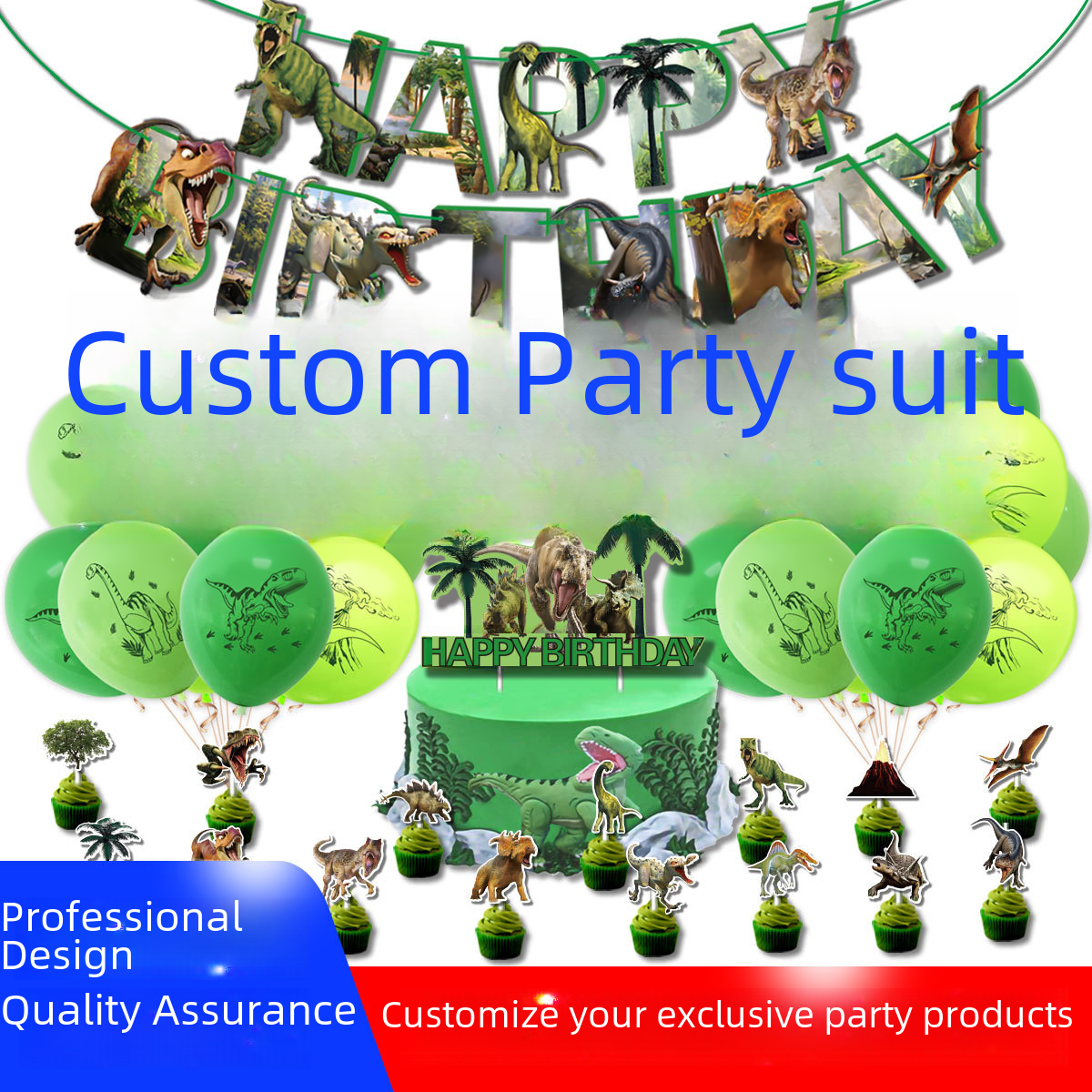 Dog theme balloon flag set, cake insert, birthday party decoration supplies