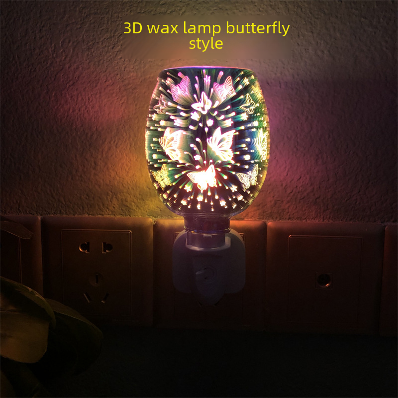 跨境熱銷3D香薰燈無火焰融蠟燈蝴蝶款家用插電氛圍小夜燈廠家貨源