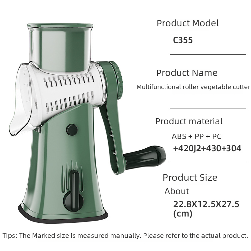 Kitchen vegetable cutter drum vegetable cutter hand masher wave knife potato slicer grater shredder