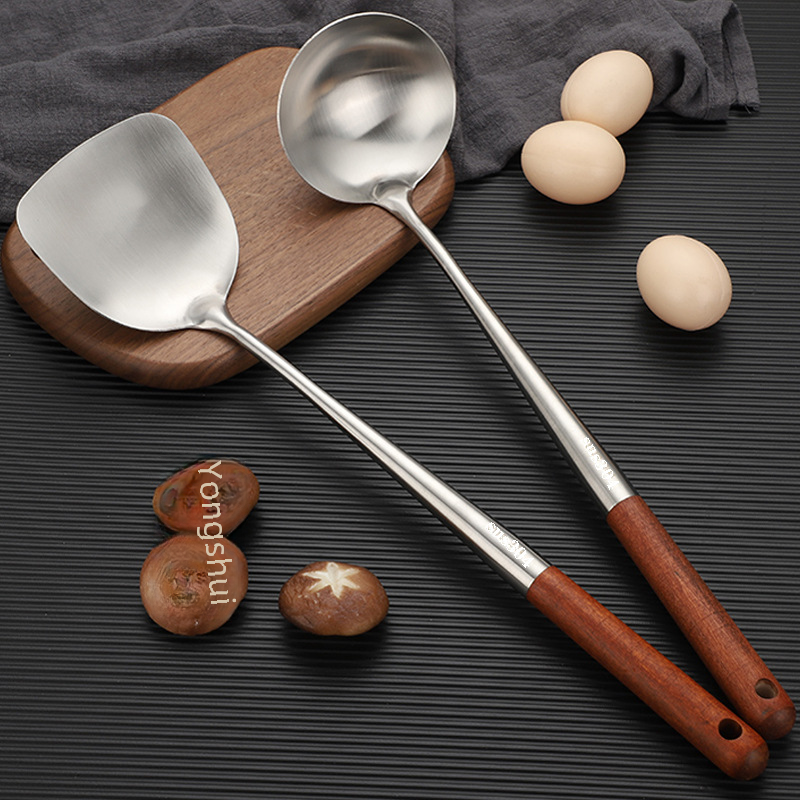 304 stainless steel pot spatula thick frying spatula chef kitchen utensil frying spoon frying spatula home use elongated handle soup spoon cookware