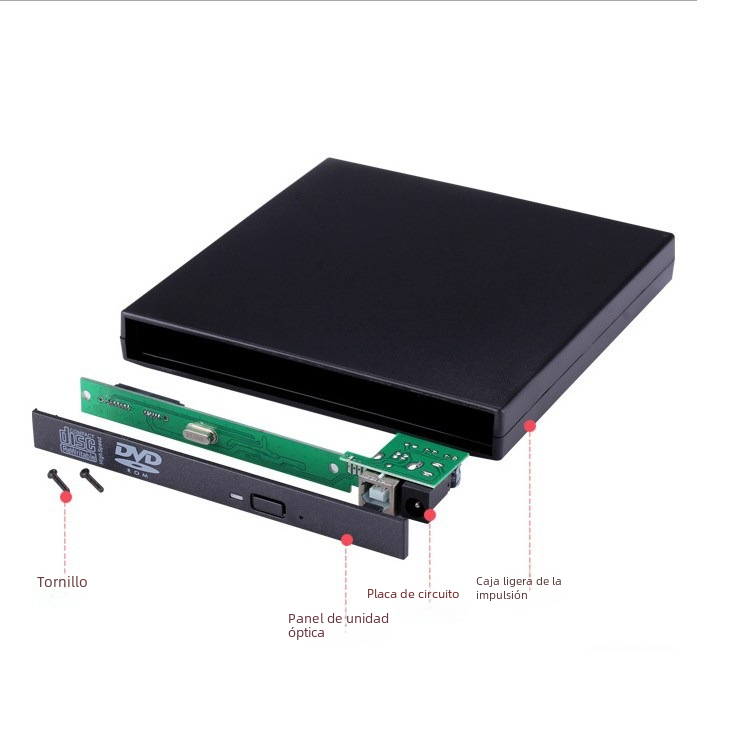 Caja de unidad óptica portátil de 12,7mm, Kit móvil Usb 2,0, puerto Sata externo para ordenador portátil, conexión externa