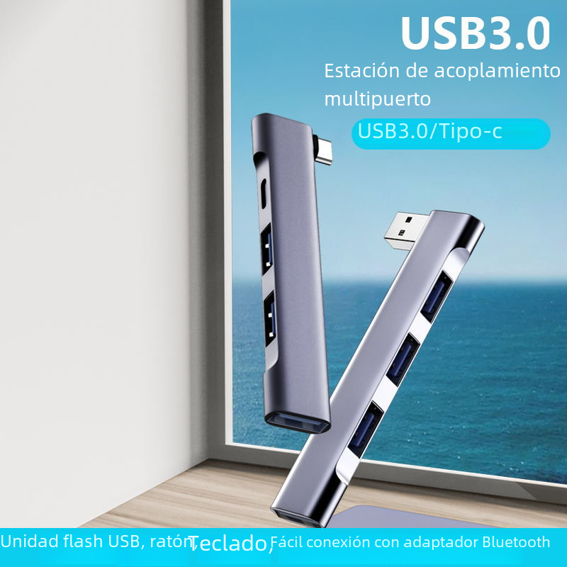Suministro directo de fábrica USB3.0 estación de acoplamiento divisor typec estación de acoplamiento enchufe directo enchufe lateral borde-pegado pequeño y conveniente