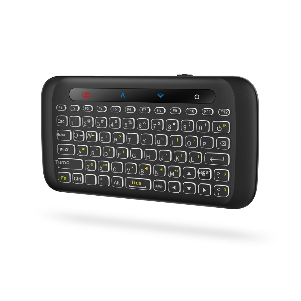 H20 teclado táctil Mini teclado inalámbrico Air Mouse volando ratón LED retroiluminación aprendizaje infrarrojo
