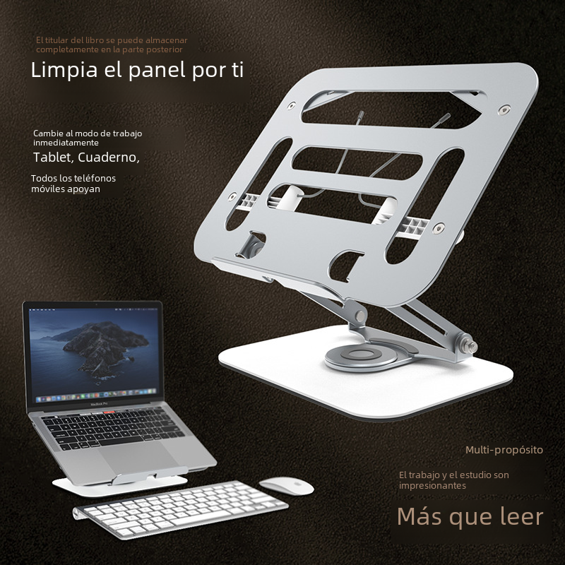 360 grados giratoria portátil soporte lectura estantería escritorio altura aumento de elevación aleación de aluminio lectura estantería