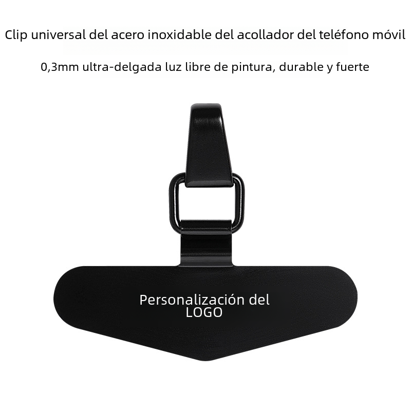 Venta al por mayor clip de cordón de teléfono móvil parche de metal junta de acero inoxidable integrado ultrafino fijo teléfono móvil caso cadena clip trasero