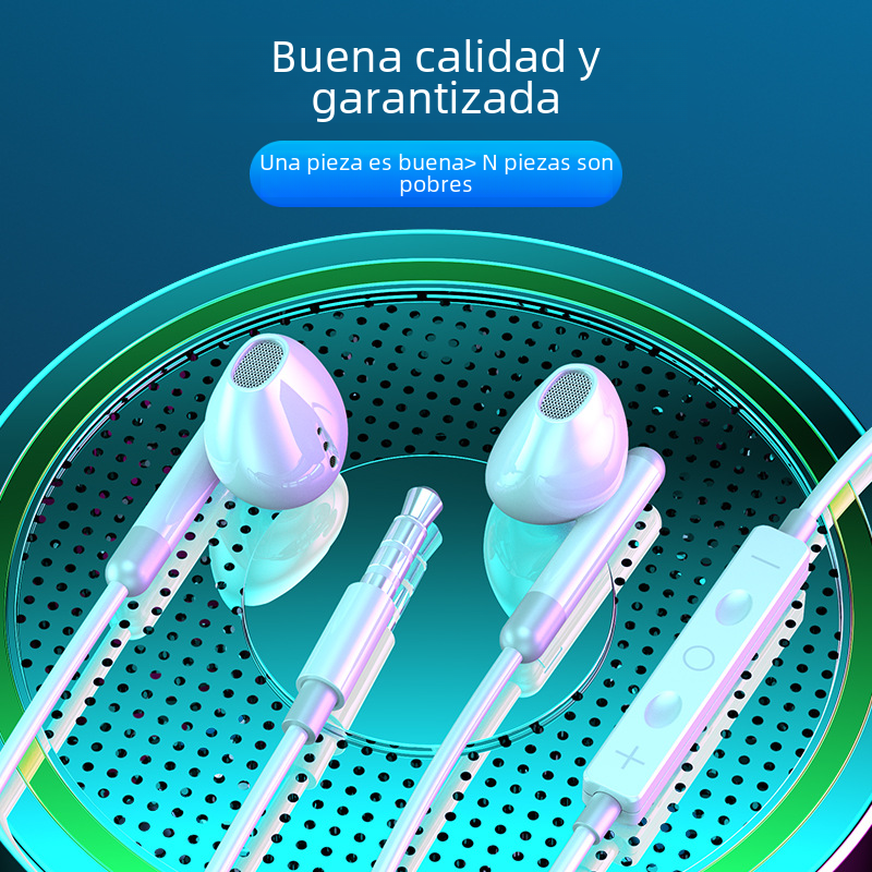 Aplicable a Apple Android Samsung Huawei teléfono móvil control de alambre de auriculares estéreo oppo auriculares tipo c en la oreja