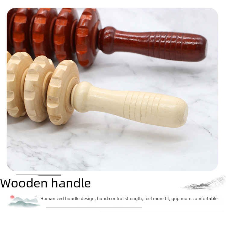Street stall supply wooden nine-wheel abdominal massager massage wheel massage stick various roller massager factory wholesale