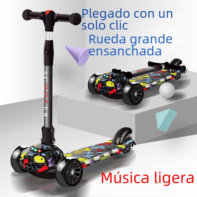 Scooter para niños 2-4-6-10 años de edad macho y hembra bebé plegable polea de rueda grande niños juguete scooter de coche al por mayor