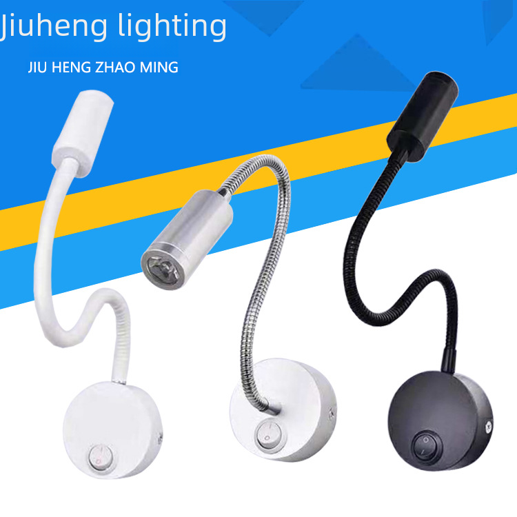 LED flexible tube spotlights for hotel bedside reading wall lights, study room, exhibition hall background walls, 1W 3W surface-mounted picture spotlights