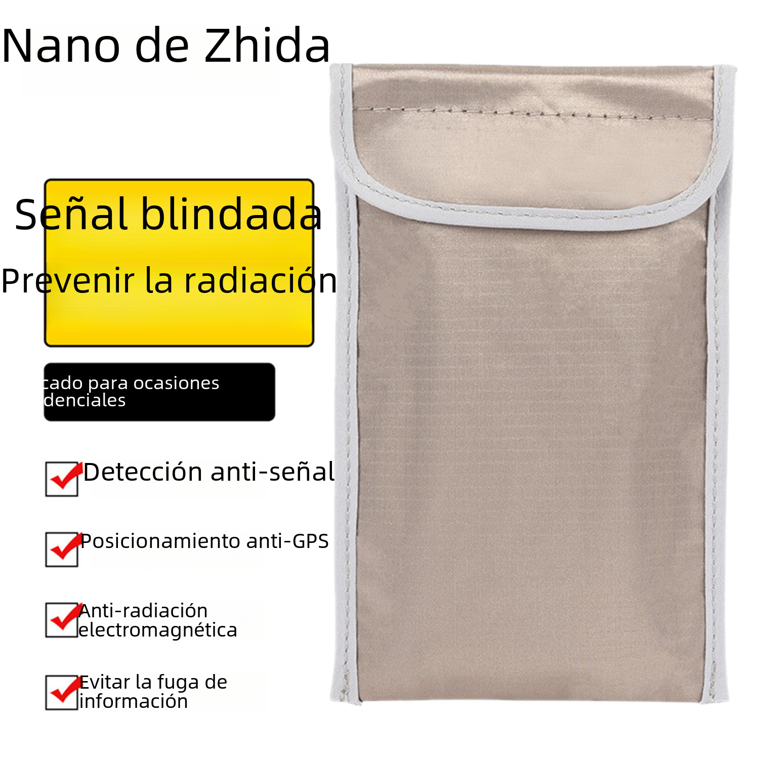 Nueva anti-radiación de la señal de blindaje de la bolsa del teléfono móvil 6,5 pulgadas cuadrado rombo RFID llave del coche anti-Posicionamiento desegaussing