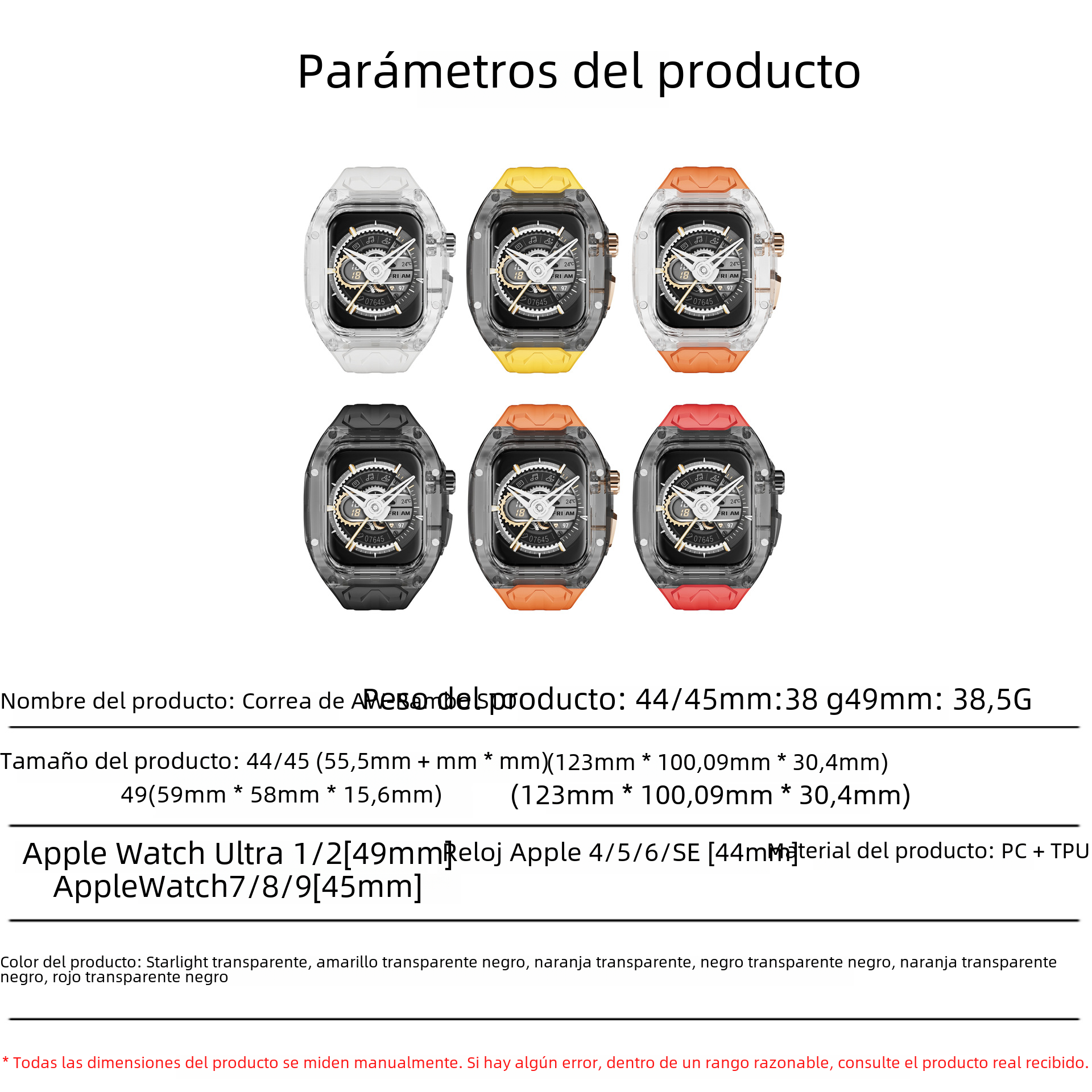 Reloj modificado integrado transparente 4-9/ultra/ultra2 de Lanbo Richard adecuado para ordenador Digital/correas de reloj inteligente