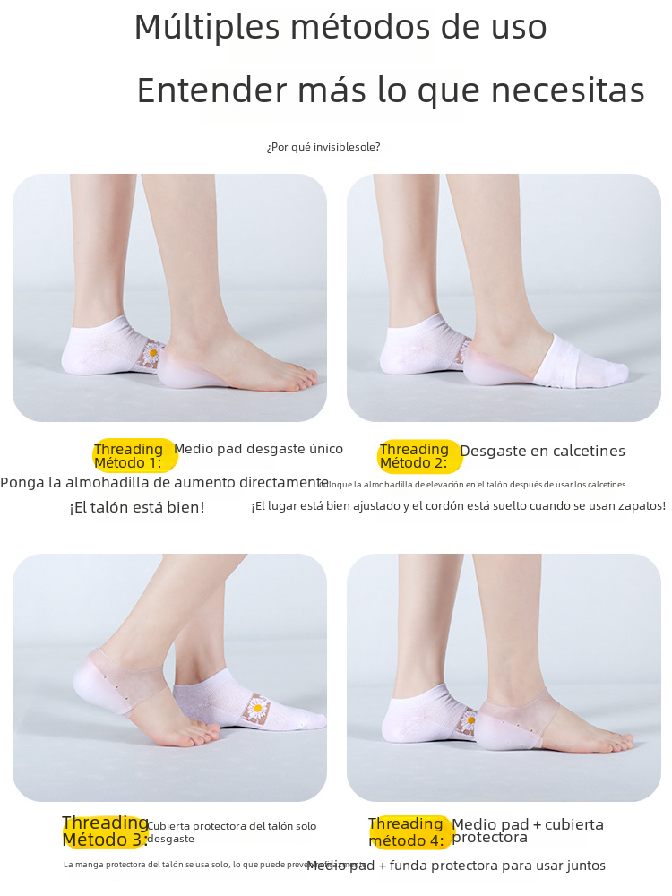 Plantilla invisible altura aumento corto transparente pie almohadilla silicona hombres y mujeres Internet celebridad mismo antideslizante
