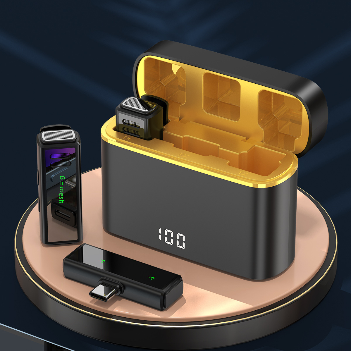 Cross-border new wireless lapel microphone with charging case, mobile live outdoor recording noise reduction microphone